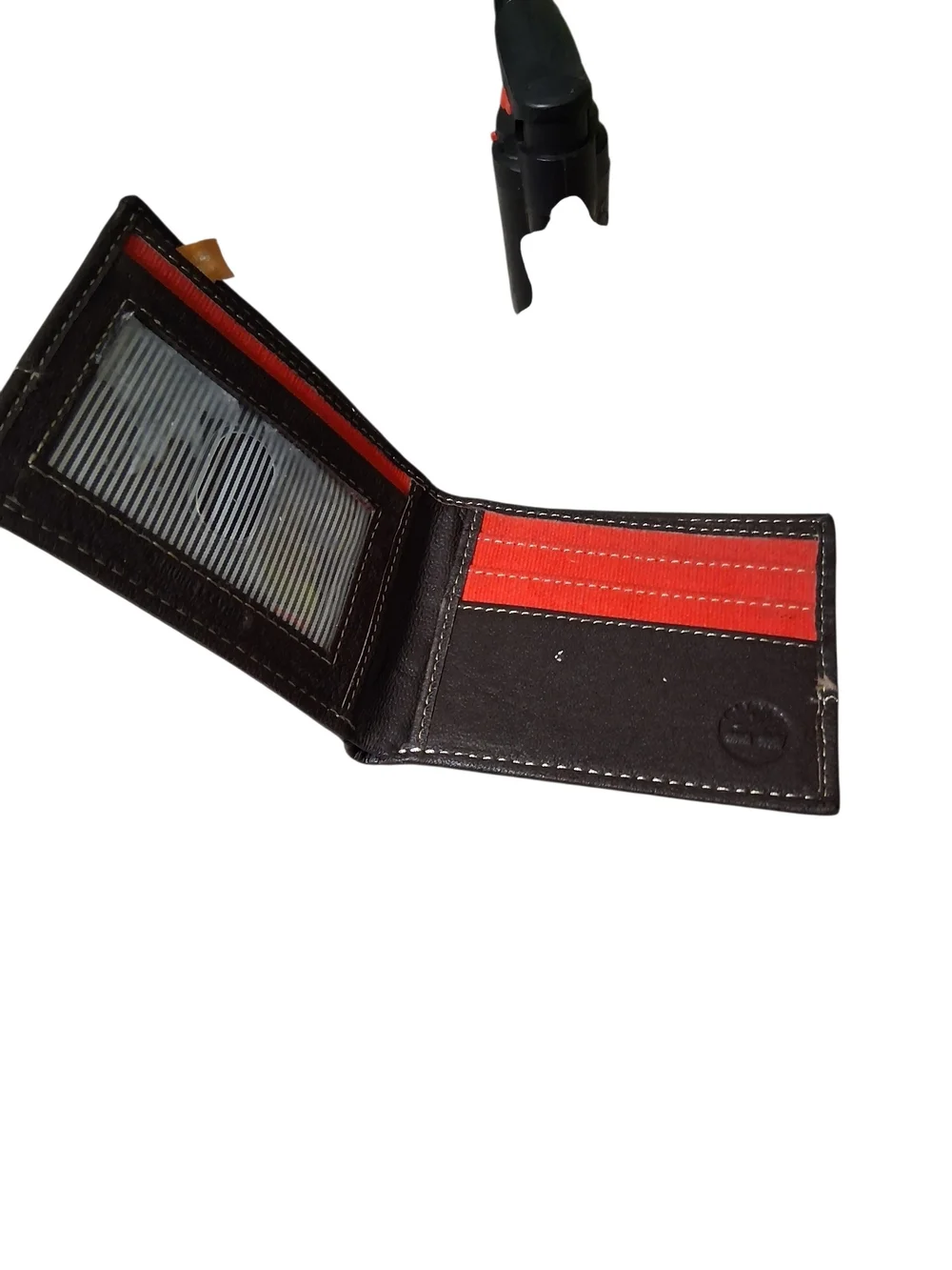 Timberland Red Canvas and Brown Leather Card Holder